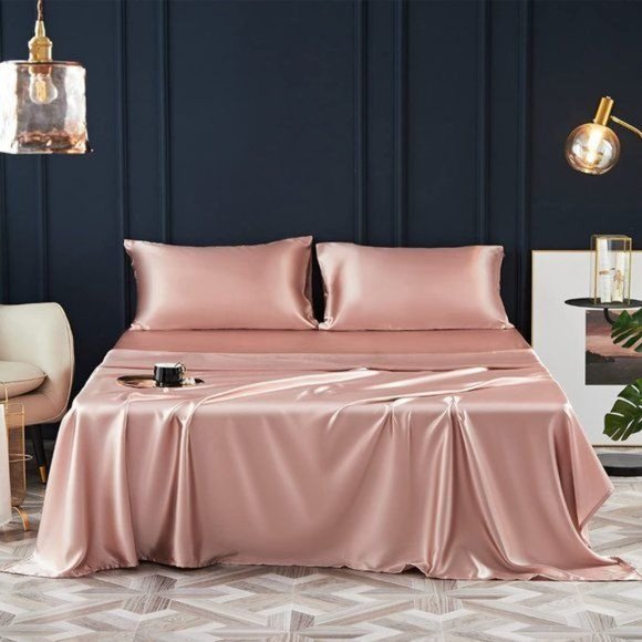 NEW 4 Pcs Satin Sheets - Silky Super Soft Extra Deep Pocket  Sheet … - Picture 10 of 16